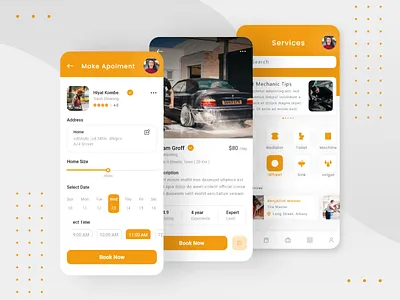 Car Wash Services App app design app designer app development app development company app ui car app car wash design illustration illustrator mobile app mobile app design ui ui ux design uiux