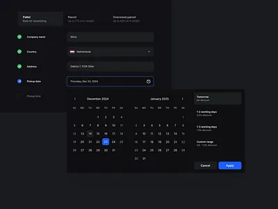 Dashboard - calendar calendar calendar widget dark mode dark theme dashboard discount product design schedule ui ui design user interface web app web application widget widget design