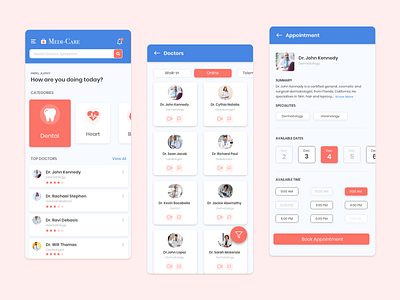 Medi-Care: Doctors App app design doctor doctor app doctor appointment mobile mobile ui ui uidesign uiux user experience userinterface ux