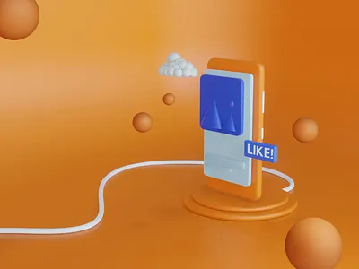 3D Animation - Hero Header for social media engagement tool 3d animation 3d art 3d design 3d ui follow illustrations interaction design interaction designer orange social media ui animation ux uxui visual design