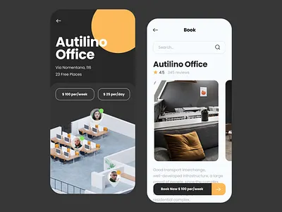 Coworking App 2021 3d app application blender dark dark ui mobile top shots trend ui