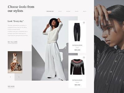 Looks screen. UI clothes composition design e commerce e commerce design e commerce shop slider typography ui web webdesign website