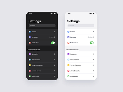 Daily UI #007: Settings dailyui dailyui007 dark ui light ui mobile settings