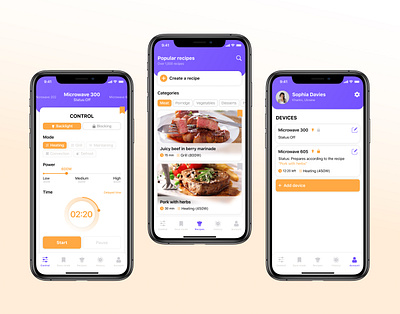 Microwave oven mobile app app branding card control design food microwave microwave oven mobile mobile app ui
