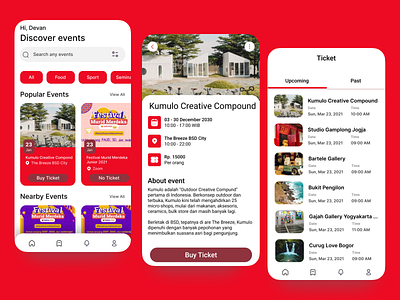 Event App app design event event app figma red ui ux