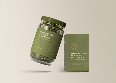 Premium Hemp Flower Packaging brand design branding cbd branding cbd packaging elevate flat hemp hemp logo jar package label design labels minimal package design packaging