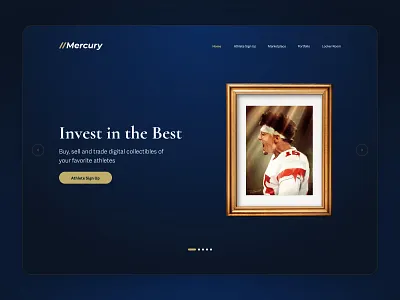 Mercury - The premier NFT experience. blockchain clean collectibles color palette crypto cryptocurrency dark gradient header hero section landing page marketplace nftart non fungible sports token ui ux web web design