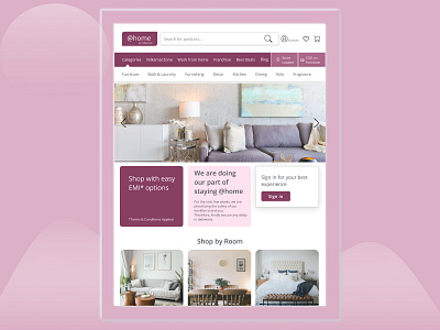Tablet Design for a Furniture Shop Homepage app checkout create account design furniture furniture app log in sign in ui ux