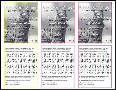 Blindspot Wine Labels advertising braille design fonts label design layout design packagedesign photography typography