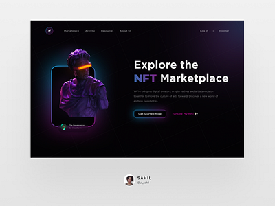 NFT Web UI art binance blockchain crypto cryptoart cryptocurrency dark ethereum gallery modern nem neon nft nftart platform ui web