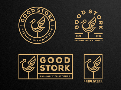 GOOD STORK badge branding clothing emblem fashion geometric graphic design heron icon identity illustration lineart logo logos monoline stork ui uxui vector western