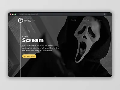 Landing Page above the fold call to action daily ui dailyui film festival horror movies landing page landingpage scream ui