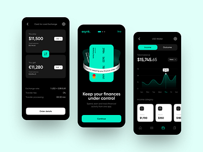 Financial Wallet Mobile App balance bank account bank services banking banking app card currency exchange finance financial app fintech mobile banking money exchange money management money transfer payment product design transactions wallet wallet app