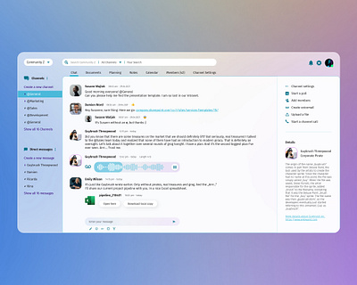 Merge of Slack and Teams team messenger collaboration tool aurora collaboration design desktop messenger slack software teams ui uiux ux webdesign