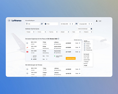 lufthansa flight booking new desing flight results (german) booking concept desktop flight flight booking lufthansa redesign redesign. ui uiux ux web webdesign