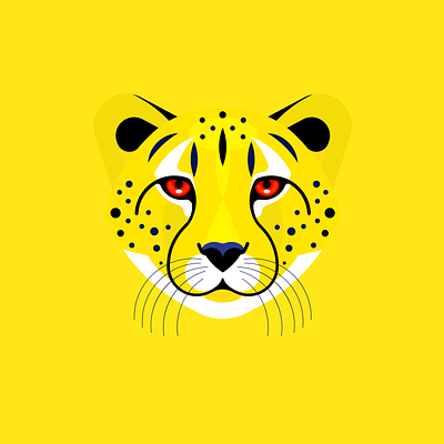 I Hunt Alone animal cheetah design illustration red yellow