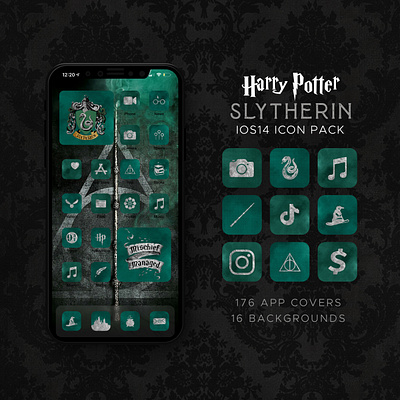 Harry Potter Slytherin iOS14 Icon Theme Pack design icons icons pack iphone