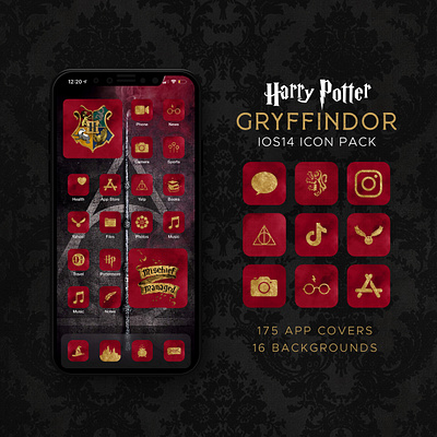 Harry Potter Gryffindor iOS14 Icon Theme Pack iOS14 Icons image design icons iphone