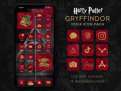 Harry Potter Gryffindor iOS14 Icon Theme Pack iOS14 Icons image design icons iphone