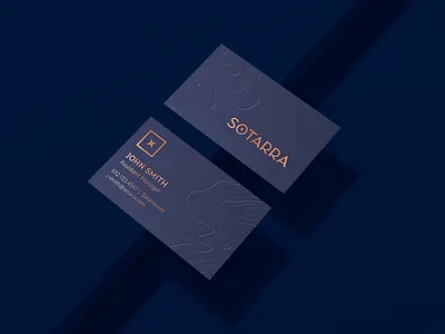 Logo Concept blind emboss branding business card business card mockup copper foil stamped logo design navy