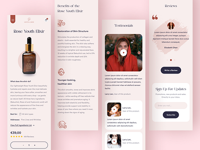 Rose Youth Elixir - Landing Page Responsive 2021 beauty clean cosmetics curology design e commerce ecommerce fashion landing page makeup minimal shop shopping skincare trendy ui design ux design web design website