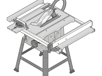 Table Saw adobe illustrator assembly blueprint fake3d instructional design instructional illustration isometric design process step by step tech technical drawing technical illustration woodworking