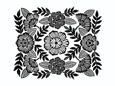 Black and White Floral Pattern black black and white floral floral pattern illustration print procreate spanish texture white