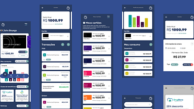 Brasil convênios 2 of 3 blue cards credit credit cards design money ui ui design uidesign uiux