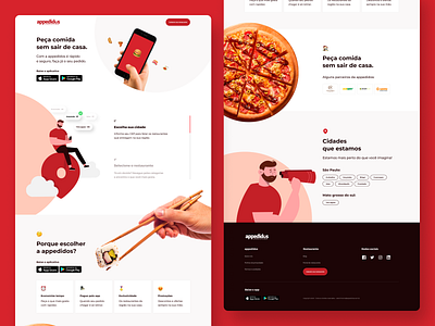 Redesign appedidos flat food illustration information architecture landing page minimalist restaurant startup styleguide uidesign uxdesign