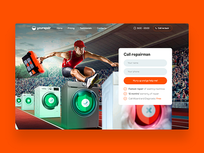 Repairman 🏃‍♂️ branding design figma graphicdesign idea interface orange repair repair service repairman ui uidesign ux web webdesign