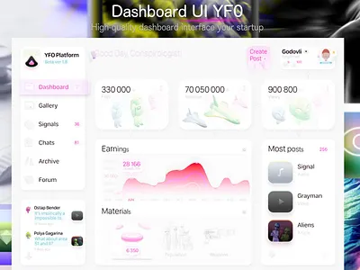 Dashboard UI YFO Platform 3d 3d illustration app bar blur blur gradient card chart clean dashboard gradient illustration minimal mobil progress simple ui ui design ux ux design
