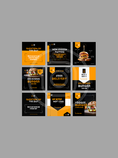 Burger Shop Instagram Content Curation brand promotion canva content content creation content creator content design design graphic design illustrator instagram instagram post photoshop