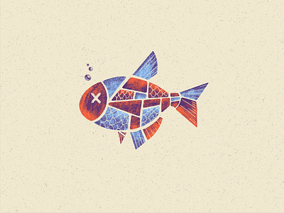 Fish blue breaking contrast design divide division fish illustration logo minimal nature ocean orange scales sea textures