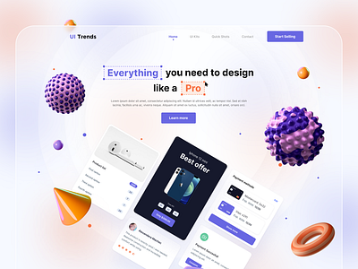 UI Trends Marketplace Concept 3d abstract best design challenge daily ui marketplace purple resources trends trends 2021 ui ui ux ui design user interface web web design website