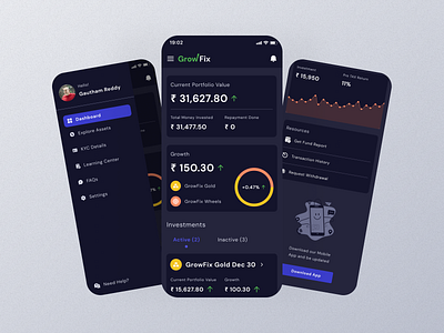 Finance Application Mobile Dashboard - Dark Mode dailyui dark app dashboard dashboard app dashboard ui design finance app mobile dashboard ui design