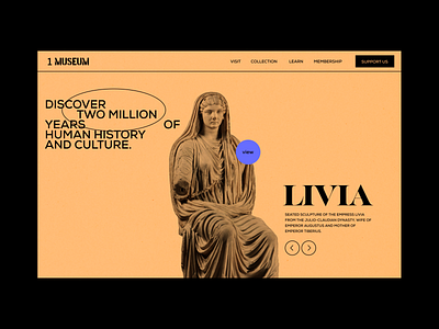 1 Museum - website portfolio black bold iranian landing landingpage minimal museum orange persian portfolio ui uiux userinterface ux web design webdesign website