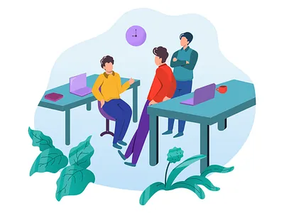 Teamwork Discussion Illustration brainstorming business businessman communication computer conference cooperation corporate discussion group laptop meeting office people professional success team teamwork white work