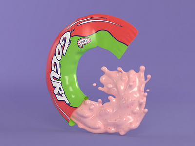 G is for Go-Gurt 36daysoftype 3d 3d type 90s 90s food 90s kids c4d childhood cinema 4d food gogurt lettering nostalgia typography yogurt