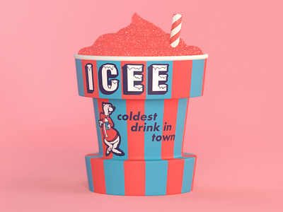 I is for ICEE 36daysoftype 3d 3d type 3d typography 90s 90s food c4d childhood cinema 4d frozen drink icee lettering nostalgia retro slush slushie typography