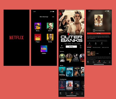 Netflix app colorful creative design films netflix and chill uiux ux design