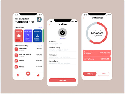 [Exploration] Money Saving Goals Apps app appdesign appdesigner dailyui figma ios ios app design ui ui ux uidesign uidesinger ux