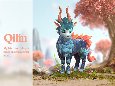 Qilin 3d beast c4d character cinema4d deer japanese japanese art monster octane