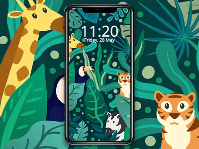 Jungle Life animal cute design freebie illustration jin design jungle mobile pattern design the visual team theme vector