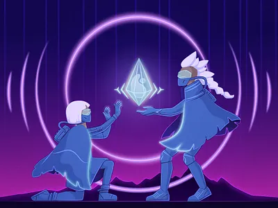 Sky cyberpunk character character design childrenofthelight cyberpunk design flat flat illustration illustration light line skygame vector