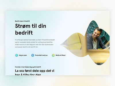 Energy company landing page clean desktop gradient minimal norway ui design website