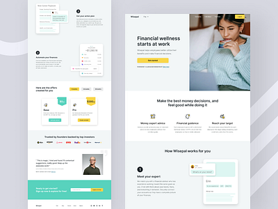 Wisepal - Financial Guidance Landing Page agency brand employee figma figma design finance homepage landingpage money money management typograpphy ui ui design uiux ux ux design webdesign website website concept website design