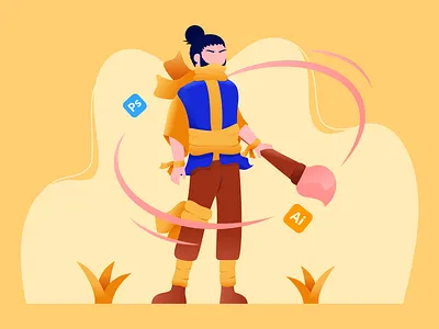 Illustrator Fighter - Freebie Illustration app design fighter flat free illustration freelance designer icon illustration illustrator ninja ui vector website