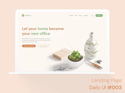 Daily UI 003 - Landing Page 3d mockup challenge daily ui 003 dailyui dailyuichallenge figma landing page concept landing page design landingpage office productdesign ui uiux webdesign