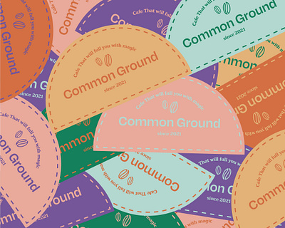 Common Ground Patch Work adobe illustrator brand design coffee coffee bean colourful logo common ground logo logodesign pastel color patch patch design print design