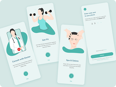 Doctor Onboarding Screens app creative design designer figma figmadesign flexible layouts illustration mobile onboarding ui uidesign